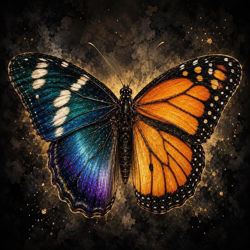 8x8 Framed Split Butterfly Art Print